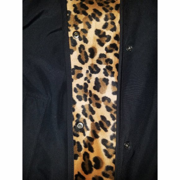 Plus Size Black Reversible Leopard Print faux Fur Coat 1X - Picture 11 of 11